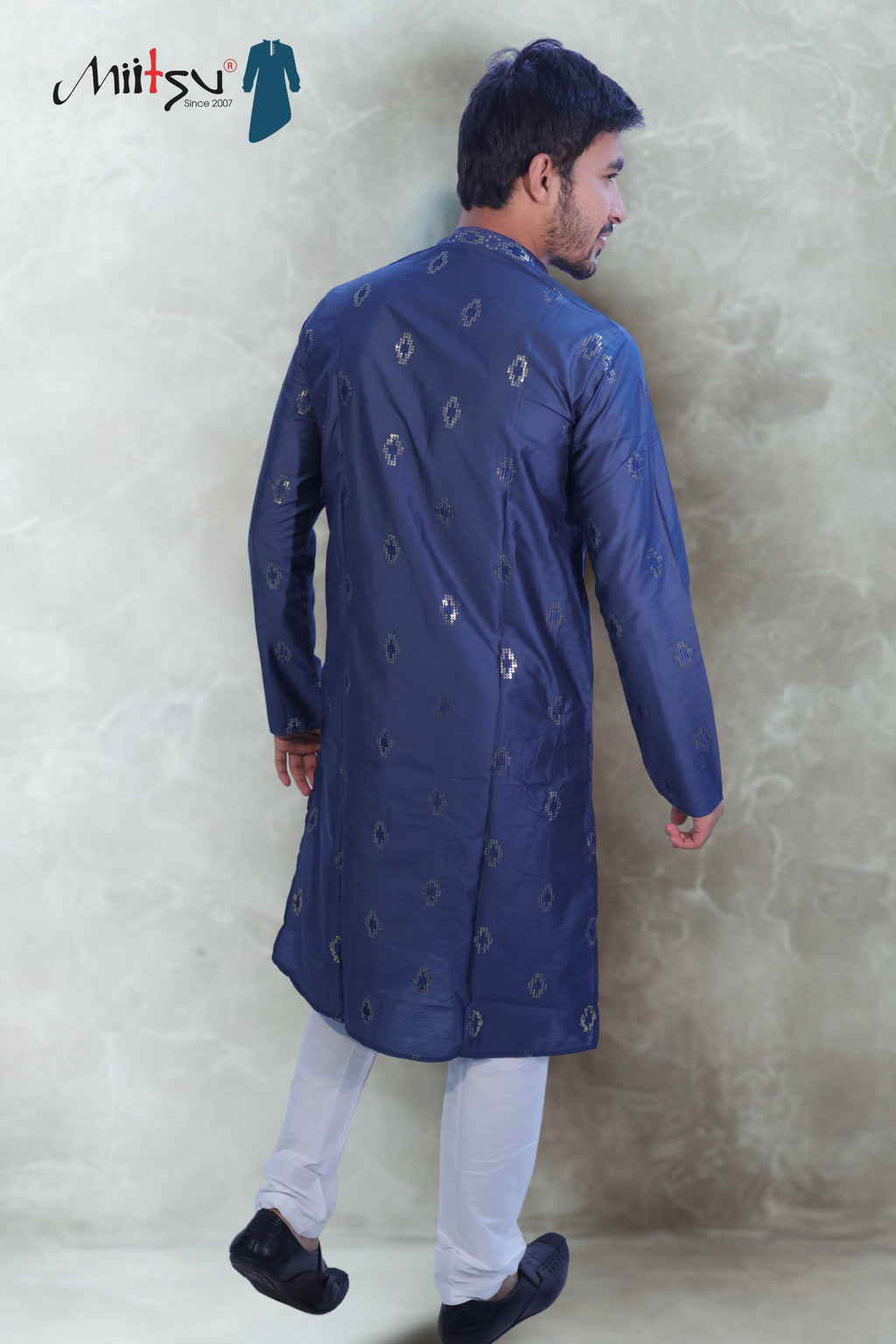 Blue Elegance Sequin Embroidered Kurta Set(10085)