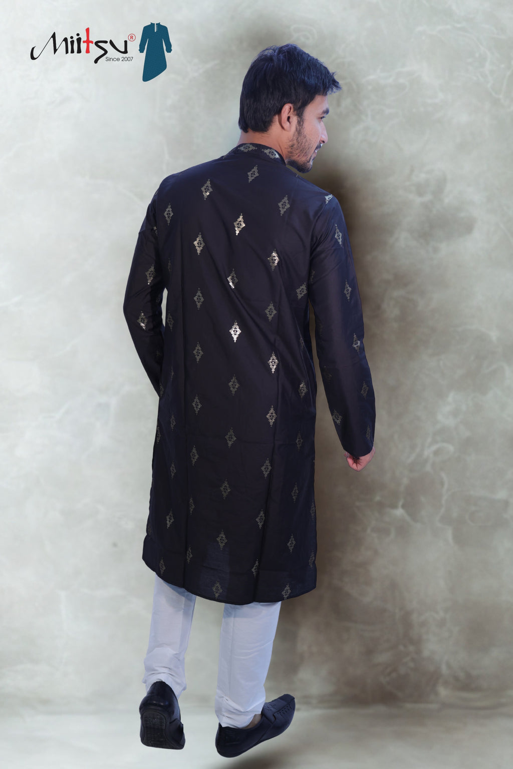 Midnight Black Embroidered Kurta Set (10086)