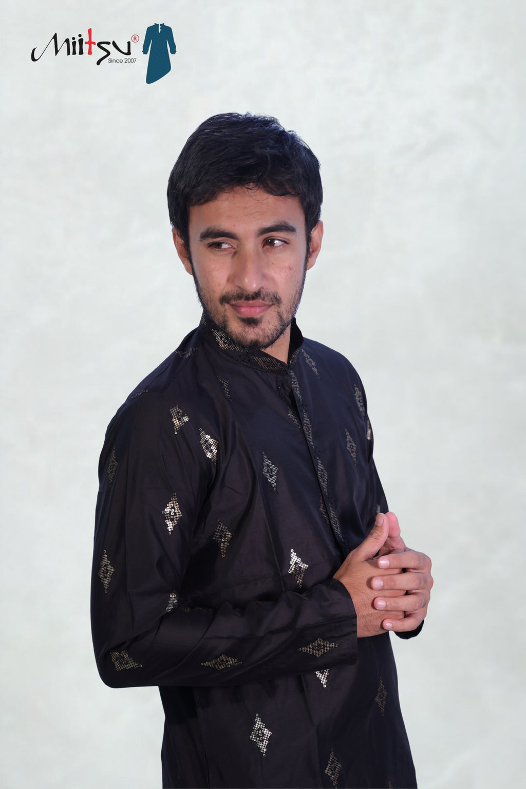 Midnight Black Embroidered Kurta Set (10086)
