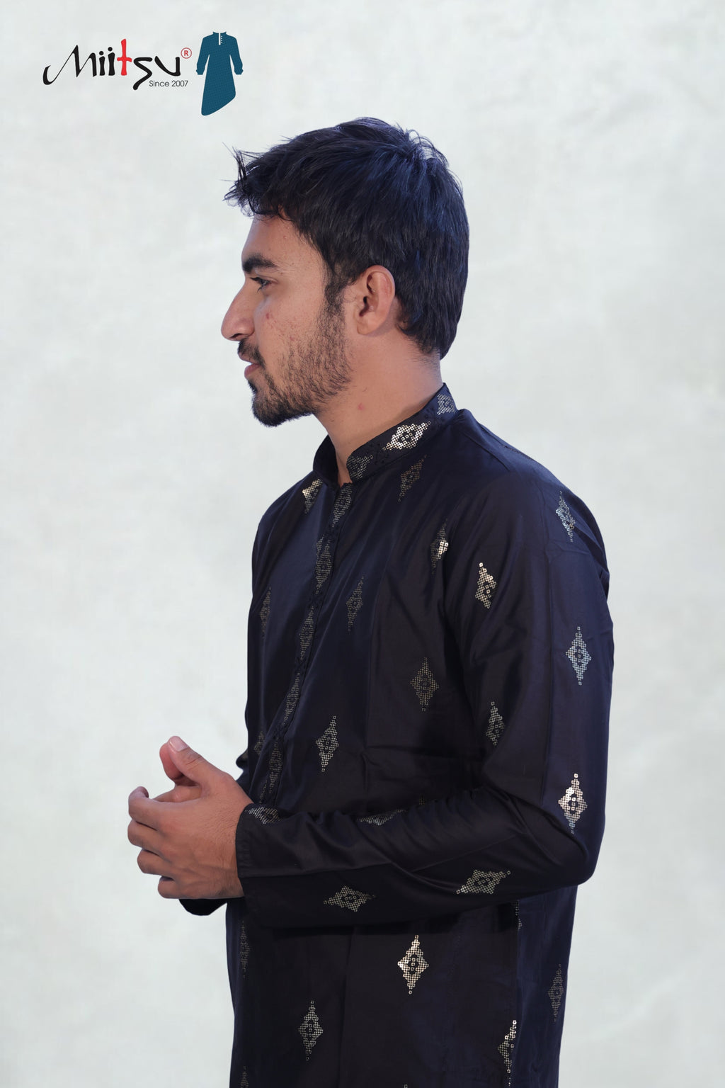 Midnight Black Embroidered Kurta Set (10086)