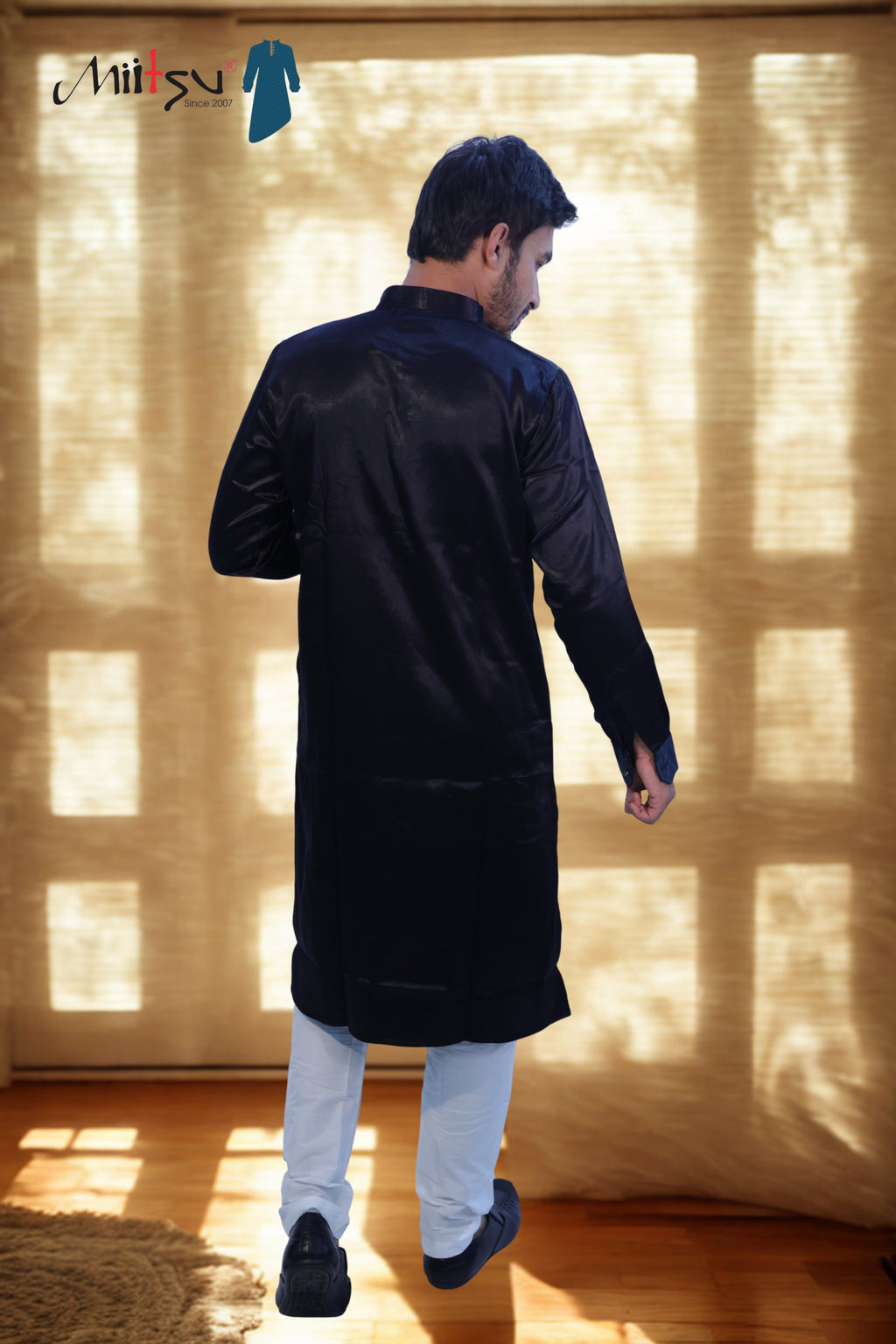 Black Mashroo Kurta with Kutchi Work Patch (2783)