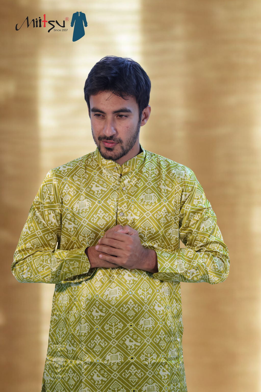 Royal Ikat Mirror Work Mashroo Kurta (2781)