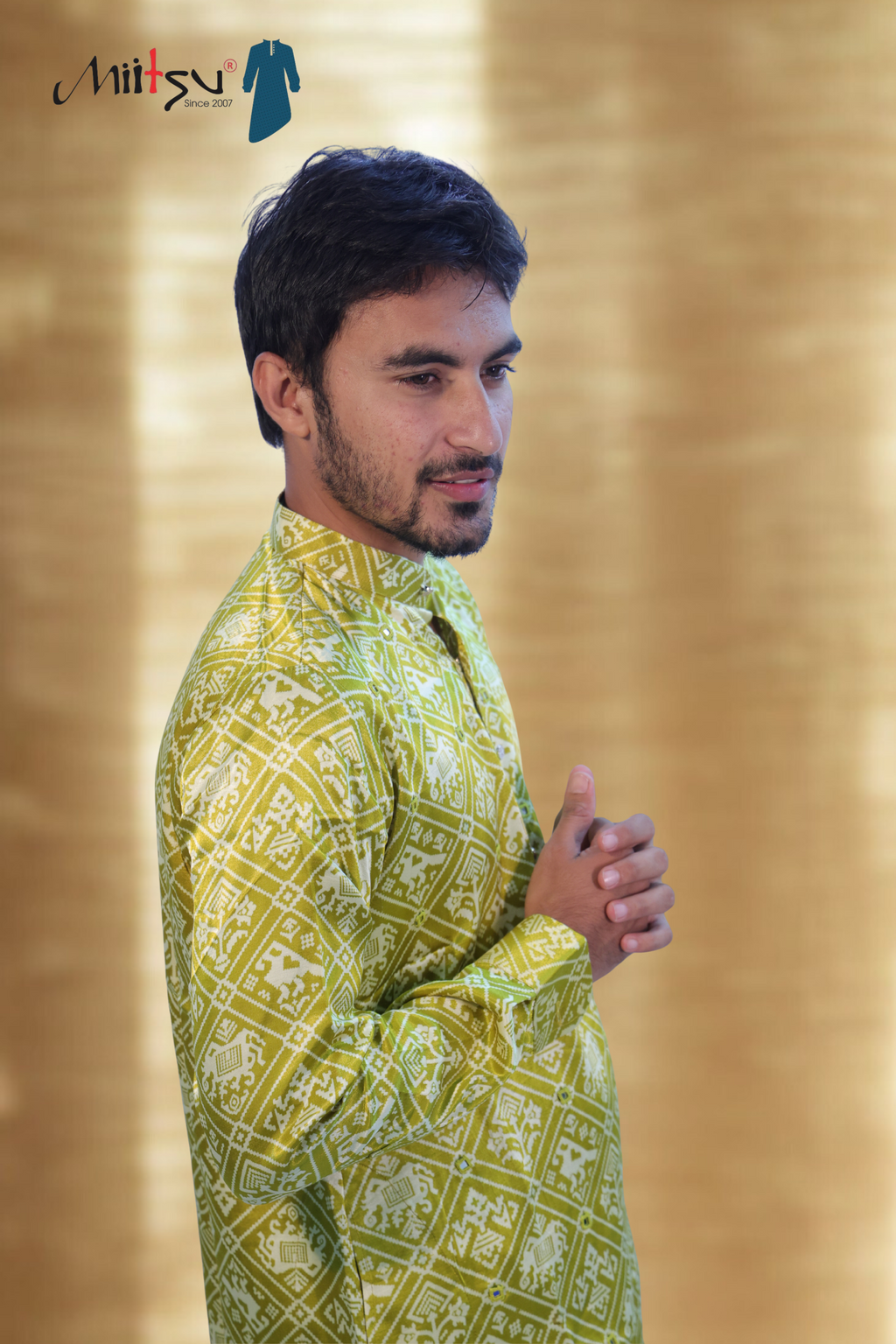 Royal Ikat Mirror Work Mashroo Kurta (2781)