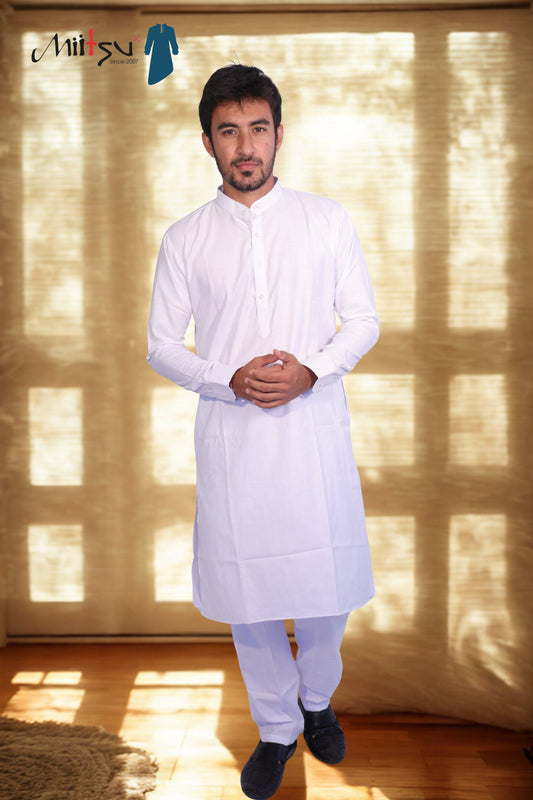 Classic White Cotton Kurta (1001)
