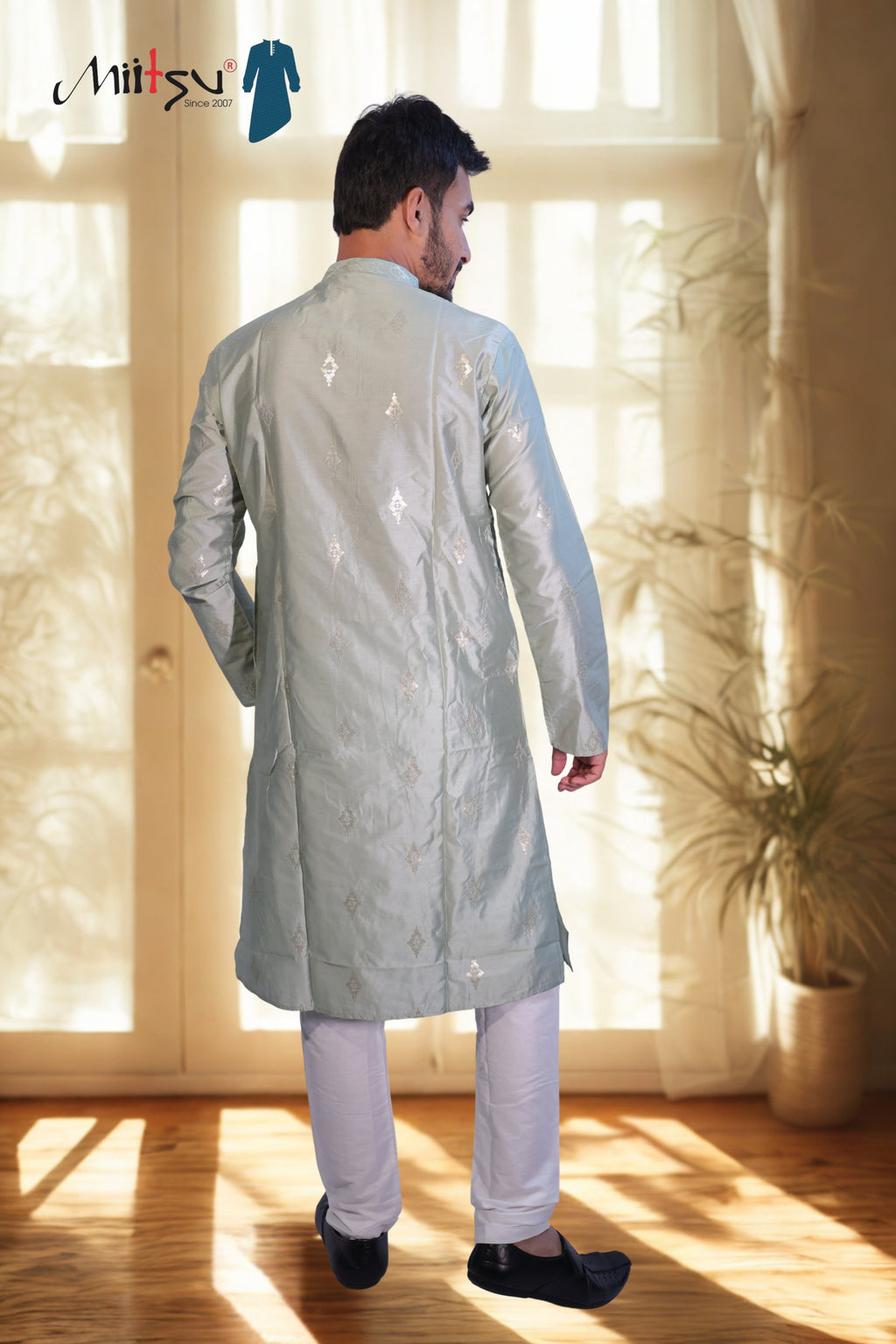 Silver Pista Grace Lilen Kurta Set (10086)