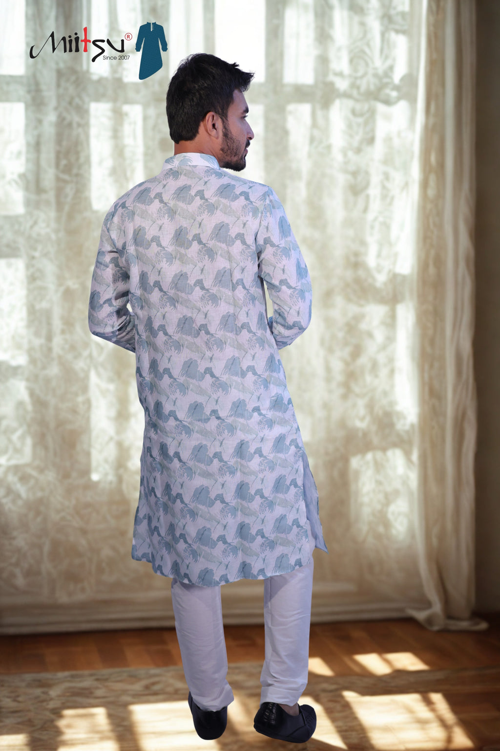 Pastel Rama Green Printed Cotton Kurta Set (2075)