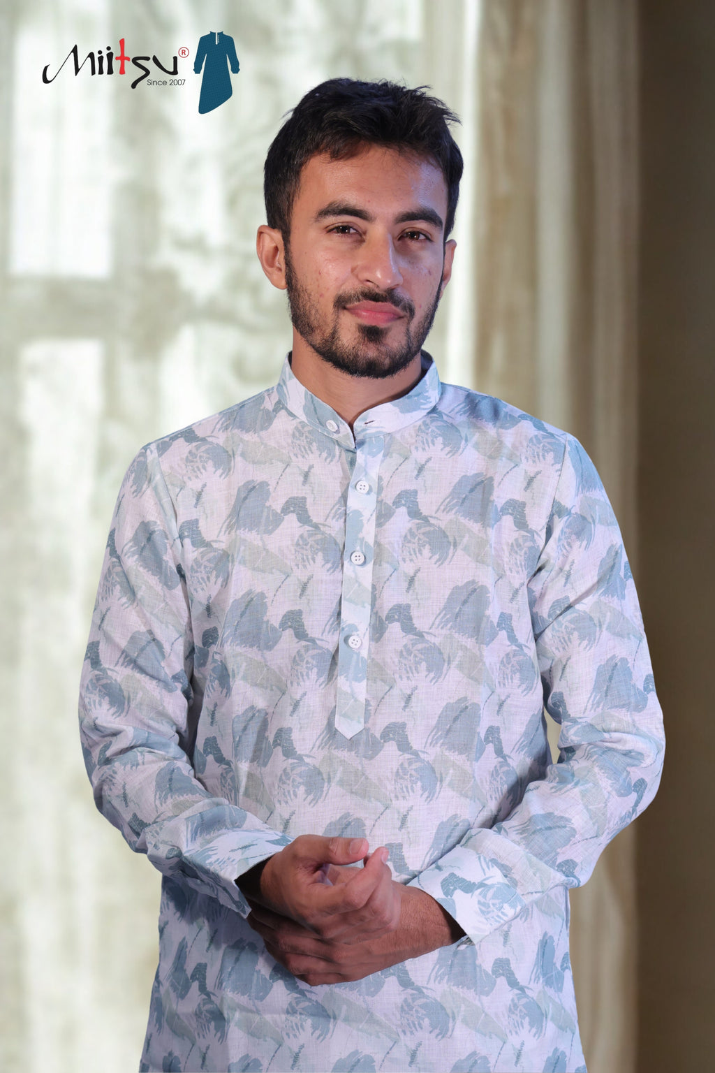Pastel Rama Green Printed Cotton Kurta Set (2075)