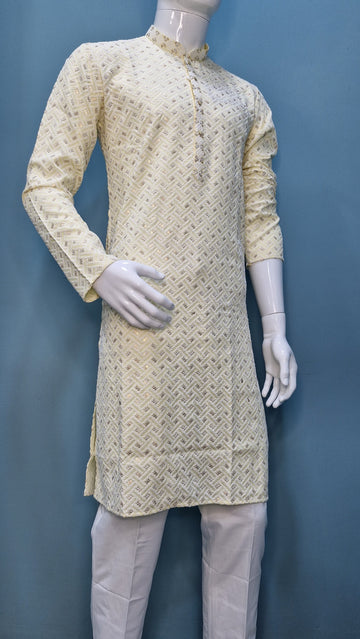 Pastel Lakhnavi Ethnic Motifs Sequinned Kurta (6332)