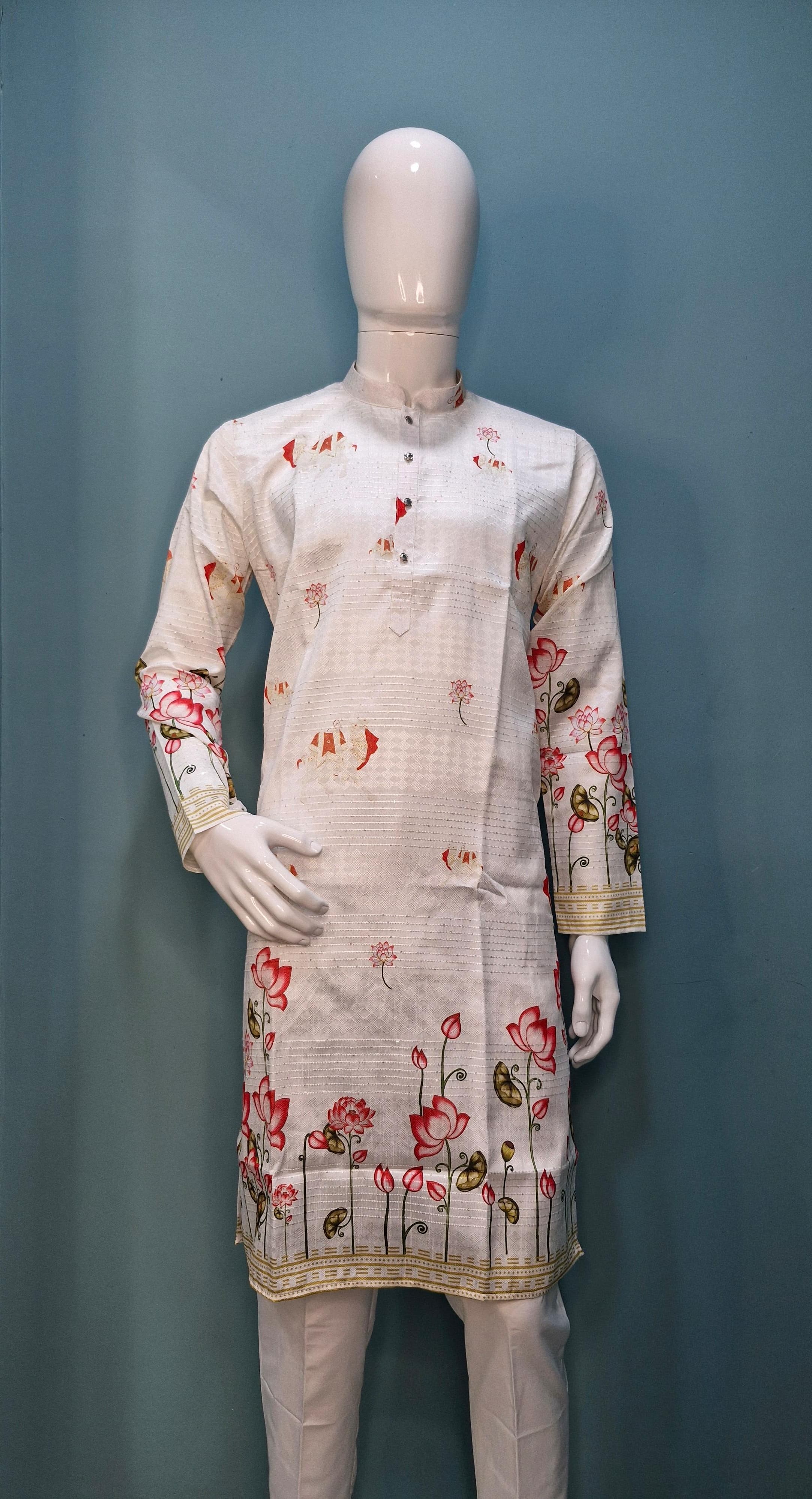 Mens Floral Print Kurta (9587)