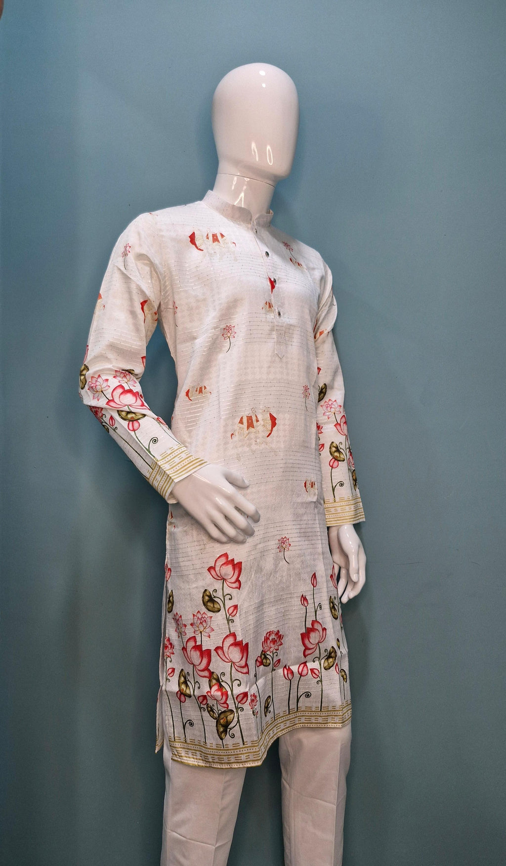 Mens Floral Print Kurta (9587)