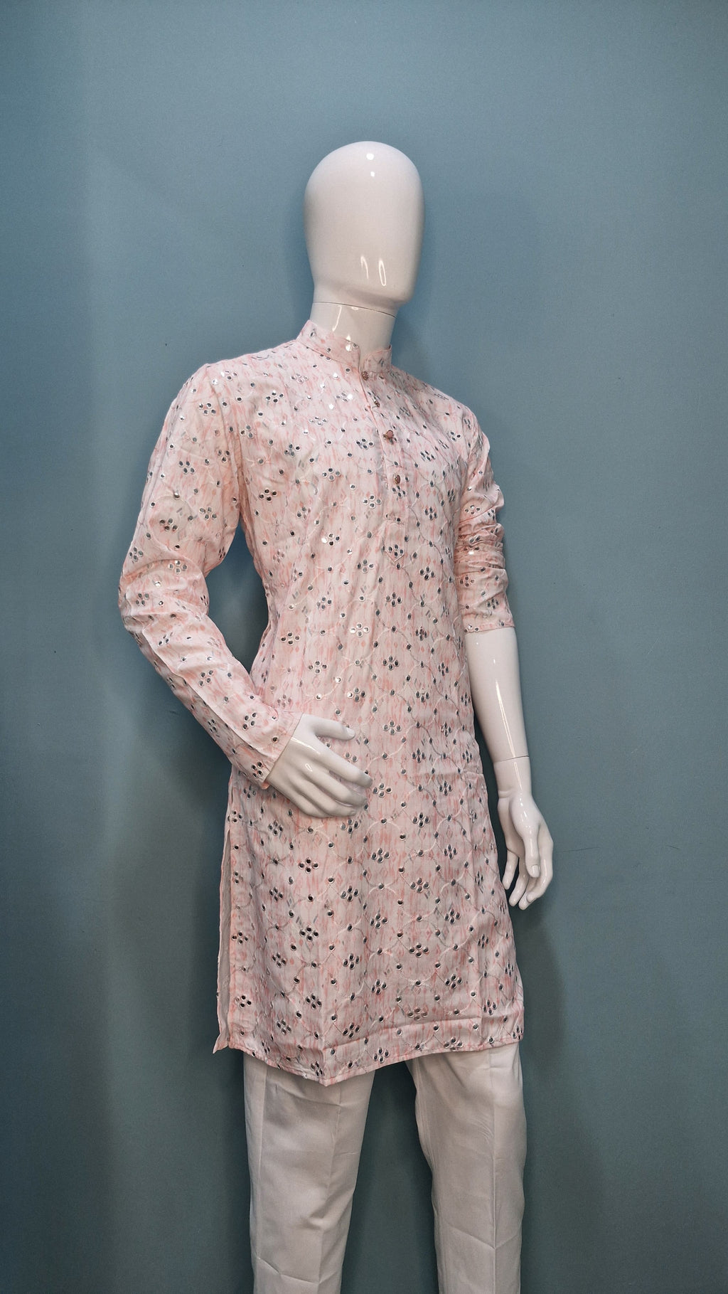Mens Embroidered with Mirror Work Kurta (4382/3/6)