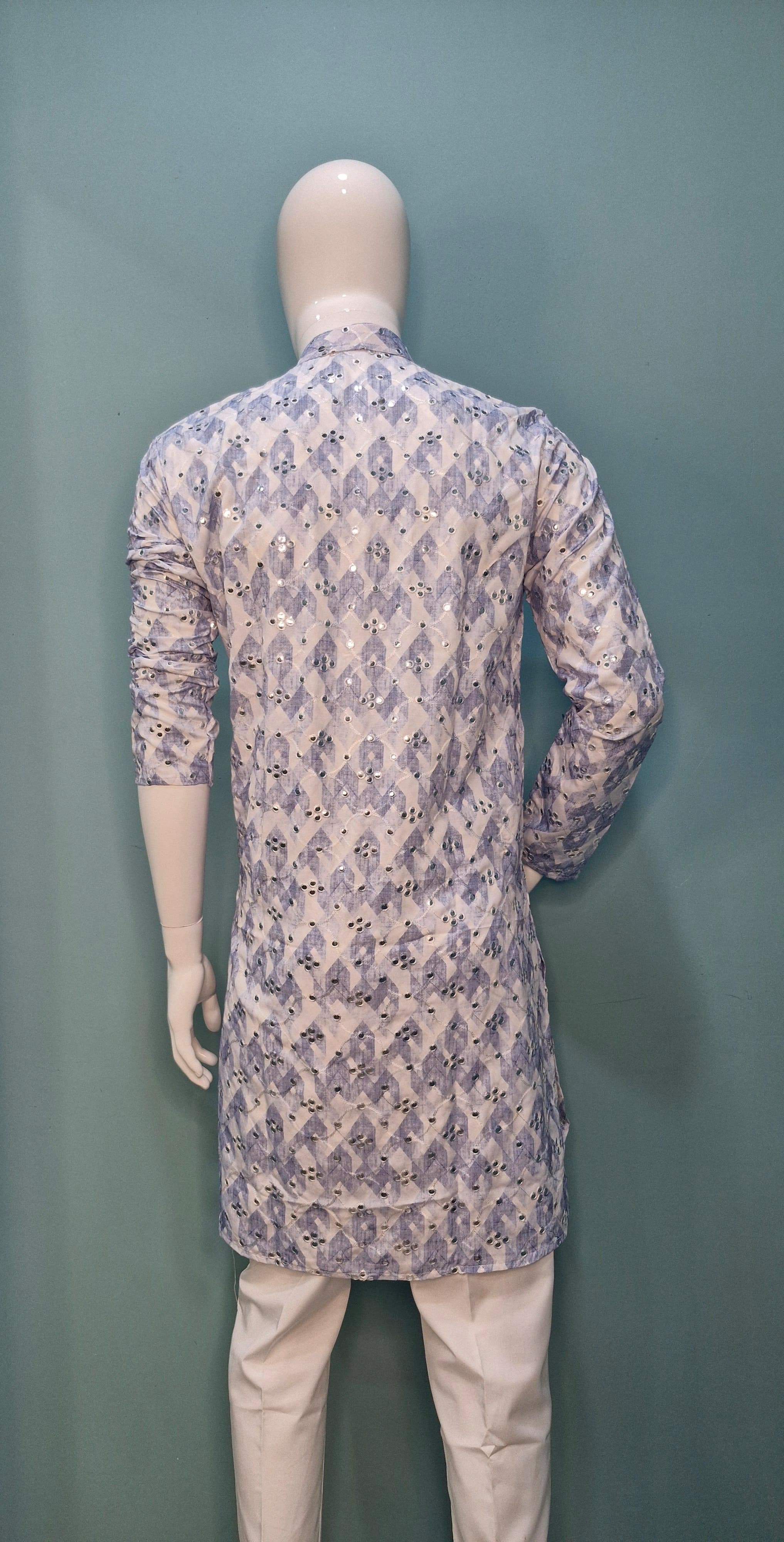 Mens Embroidered with Mirror Work Kurta (4382/3/6)