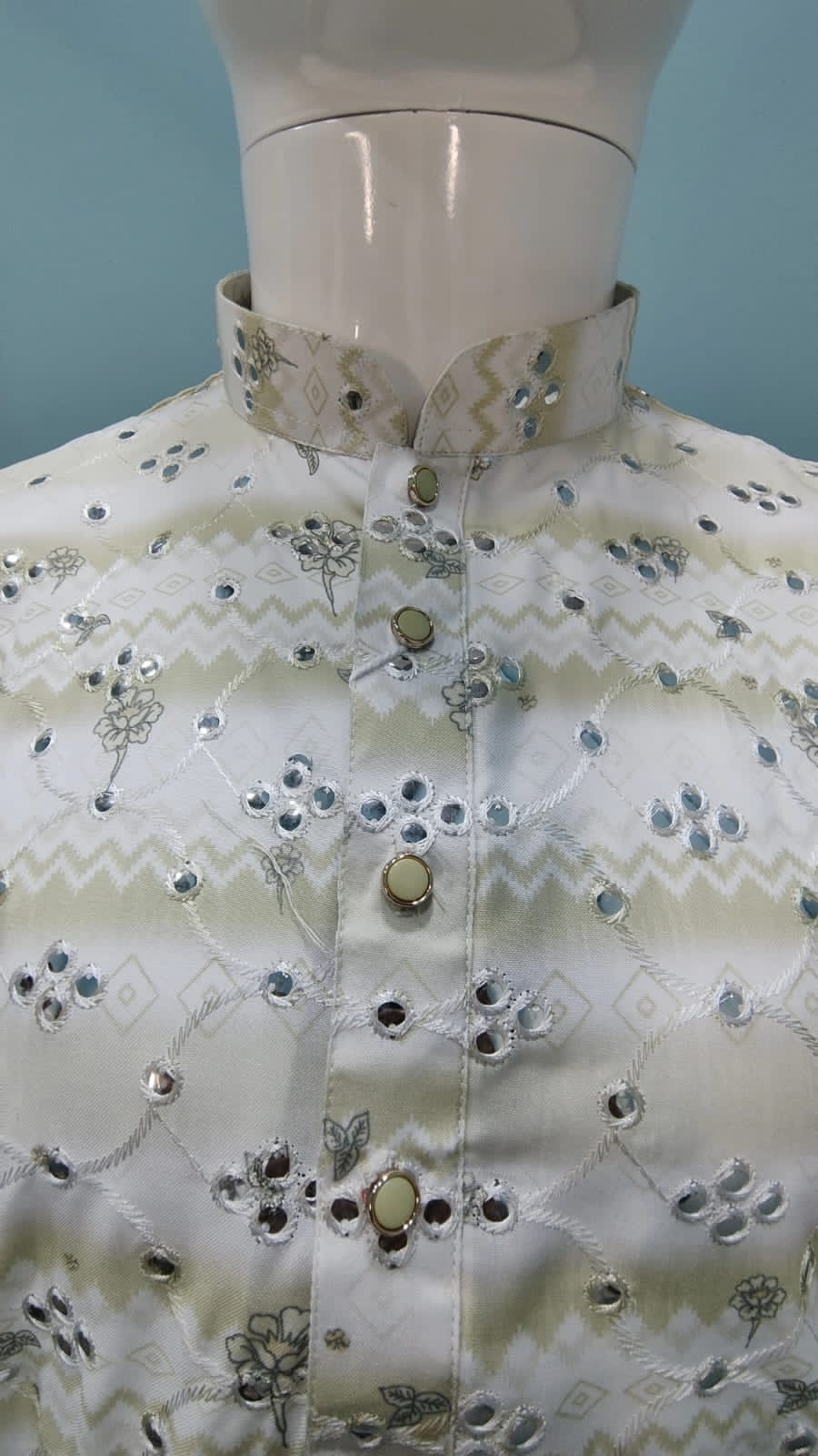 Mens Embroidered with Mirror Work Kurta (4382/3/6)