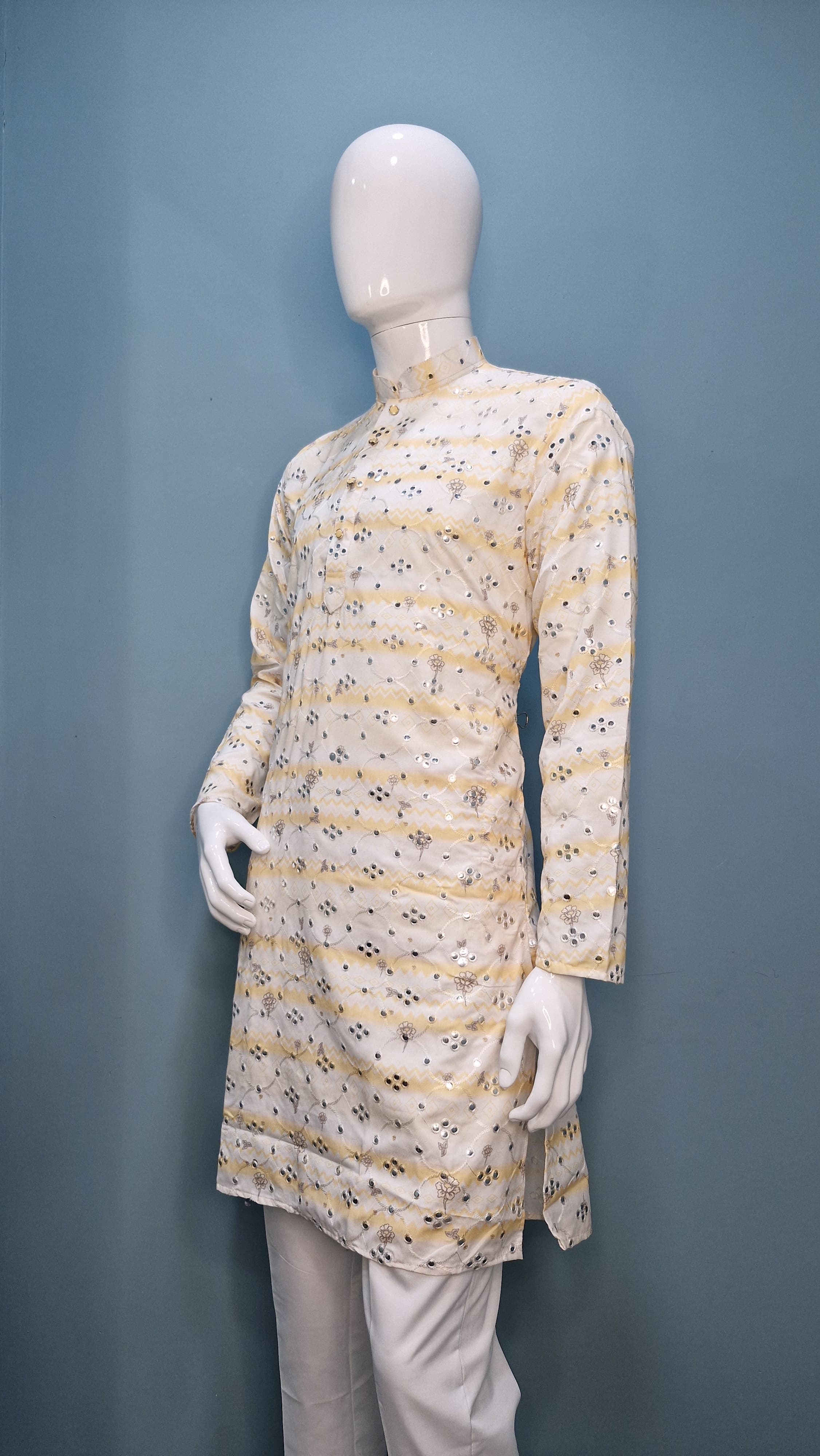Mens Embroidered with Mirror Work Kurta (4382/3/6)
