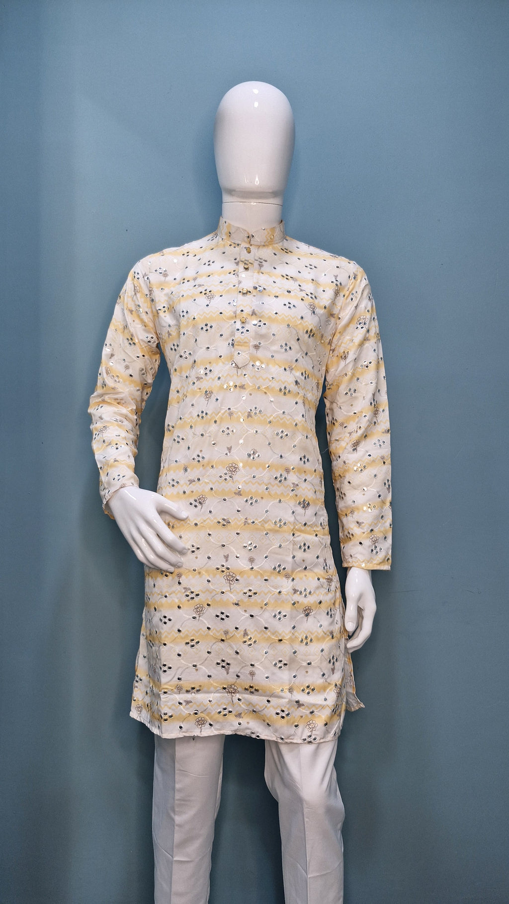 Mens Embroidered with Mirror Work Kurta (4382/3/6)