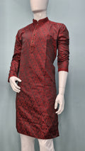 Men’s Red & Black Woven Pattern Kurta set (60022)