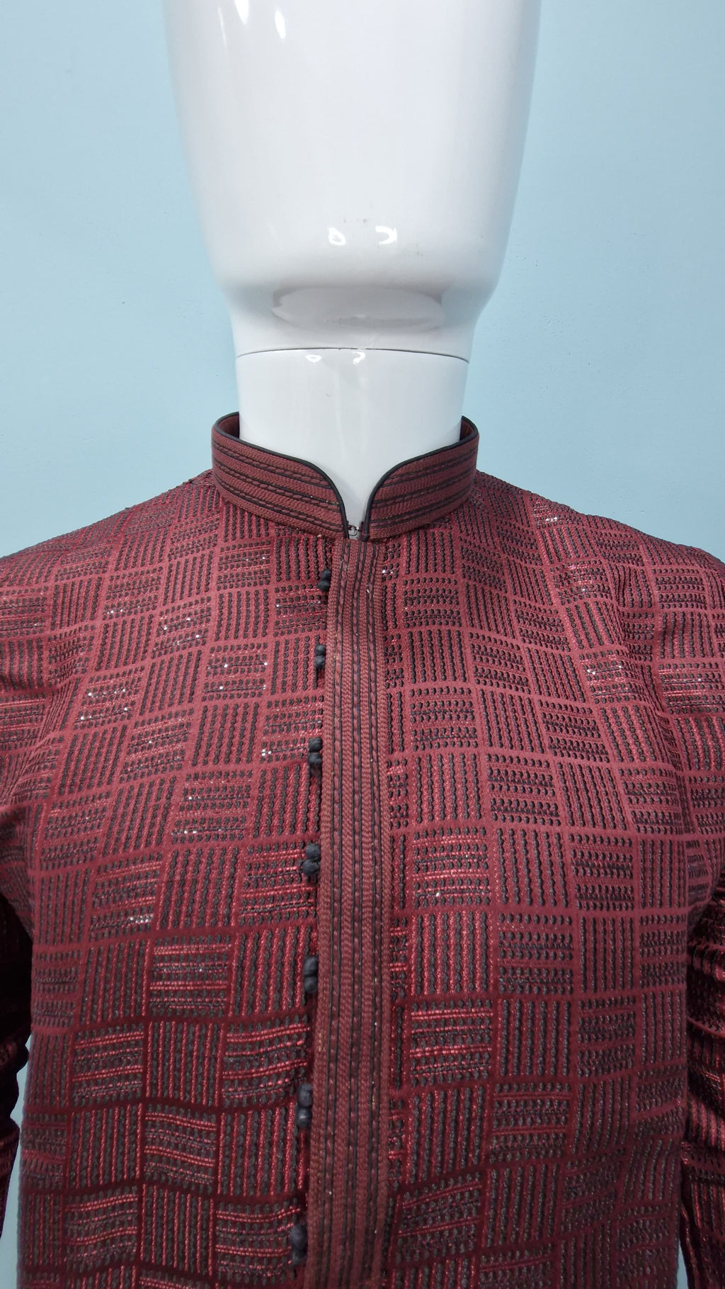 Maroon Textured Silk Blend Kurta Set (6038)