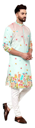 Mens Kurta  with Vibrant Floral Embroidery  (7517)