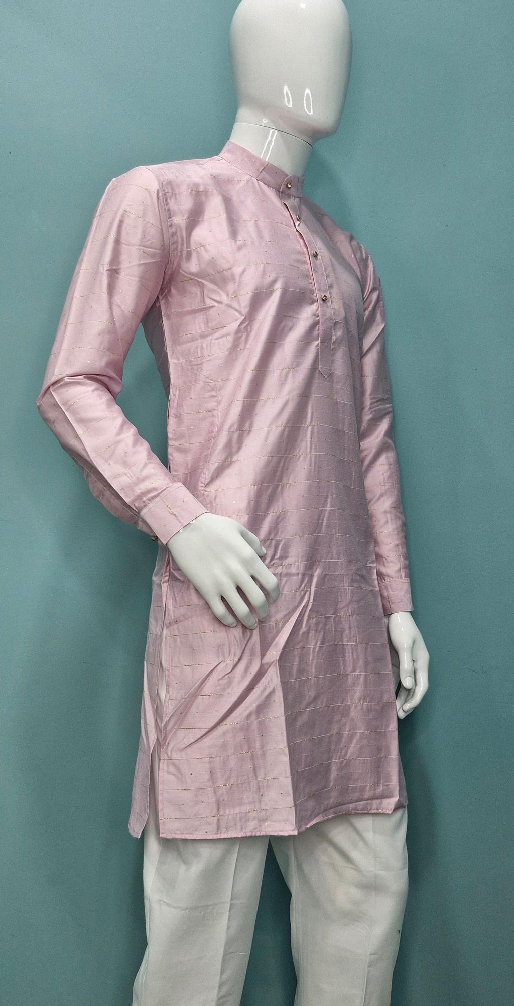 Men's Premium Kurta with Metallic Pinstripes and Jewel Buttons(3210/50)