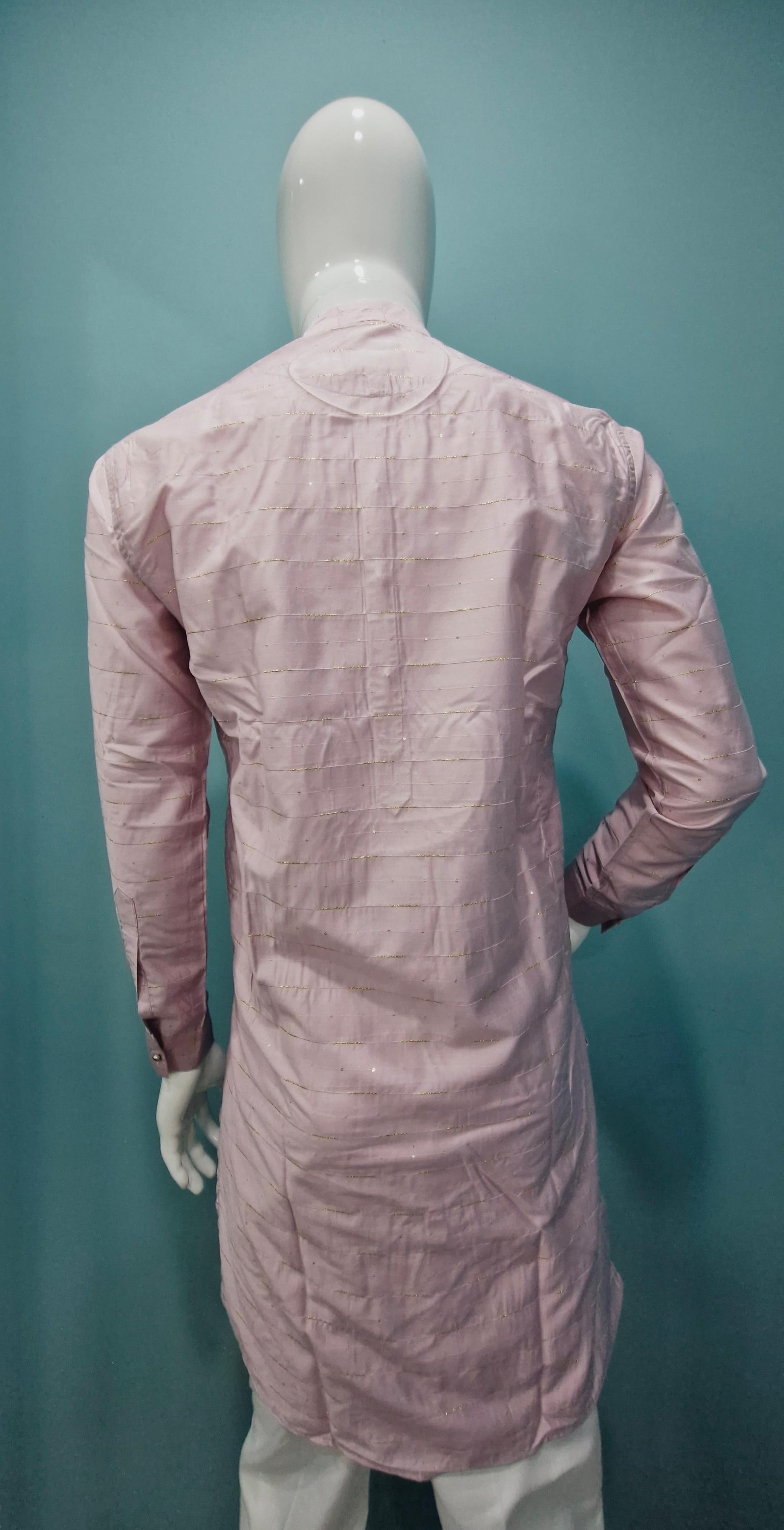 Men's Premium Kurta with Metallic Pinstripes and Jewel Buttons(3210/50)