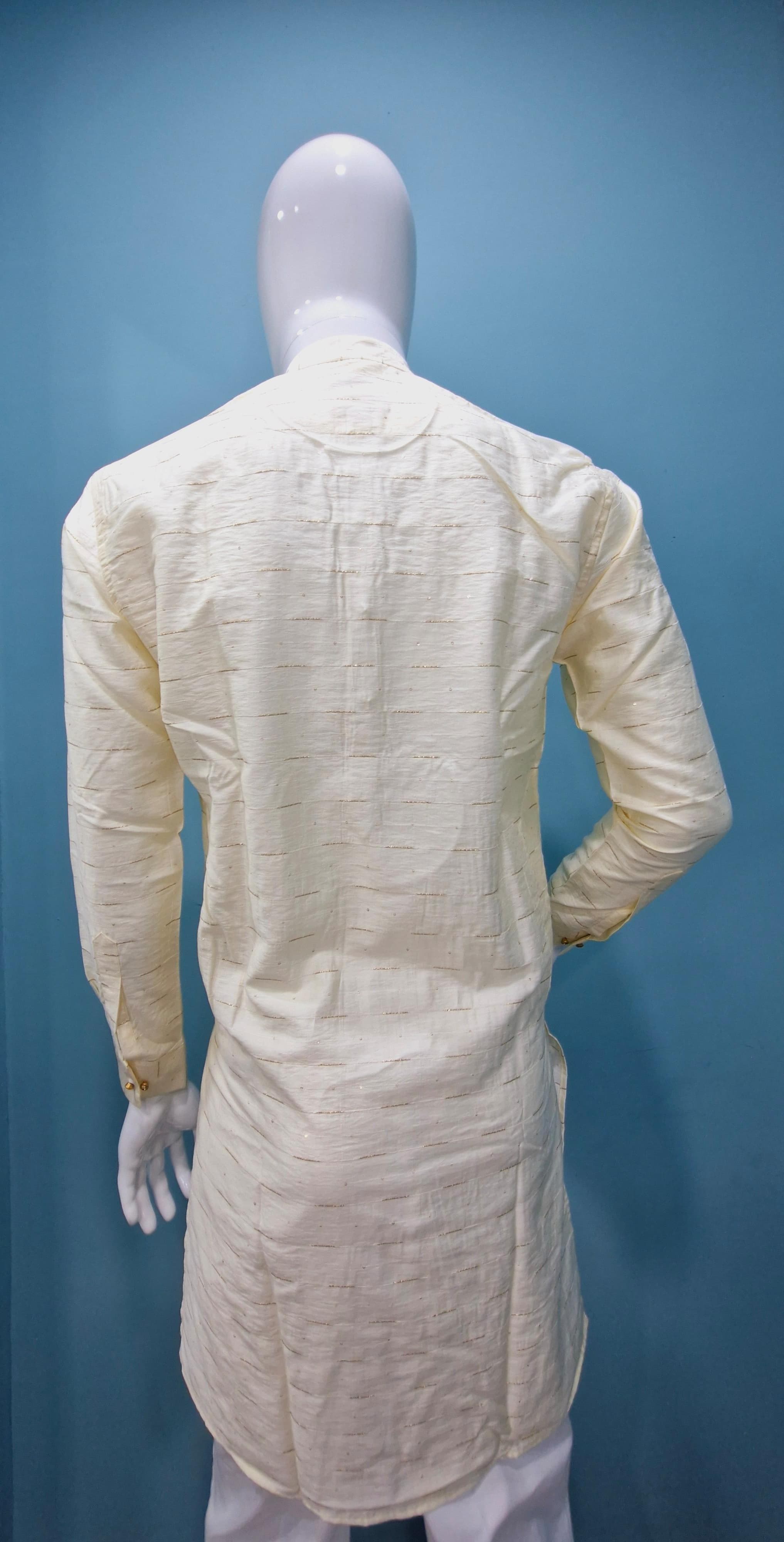 Men's Premium Kurta with Metallic Pinstripes and Jewel Buttons(3210/50)