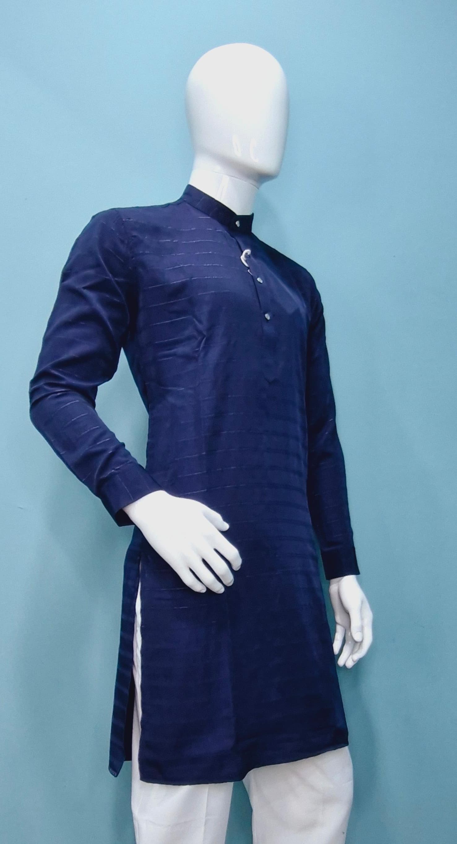 Men's Premium Kurta with Metallic Pinstripes and Jewel Buttons(3210/50)