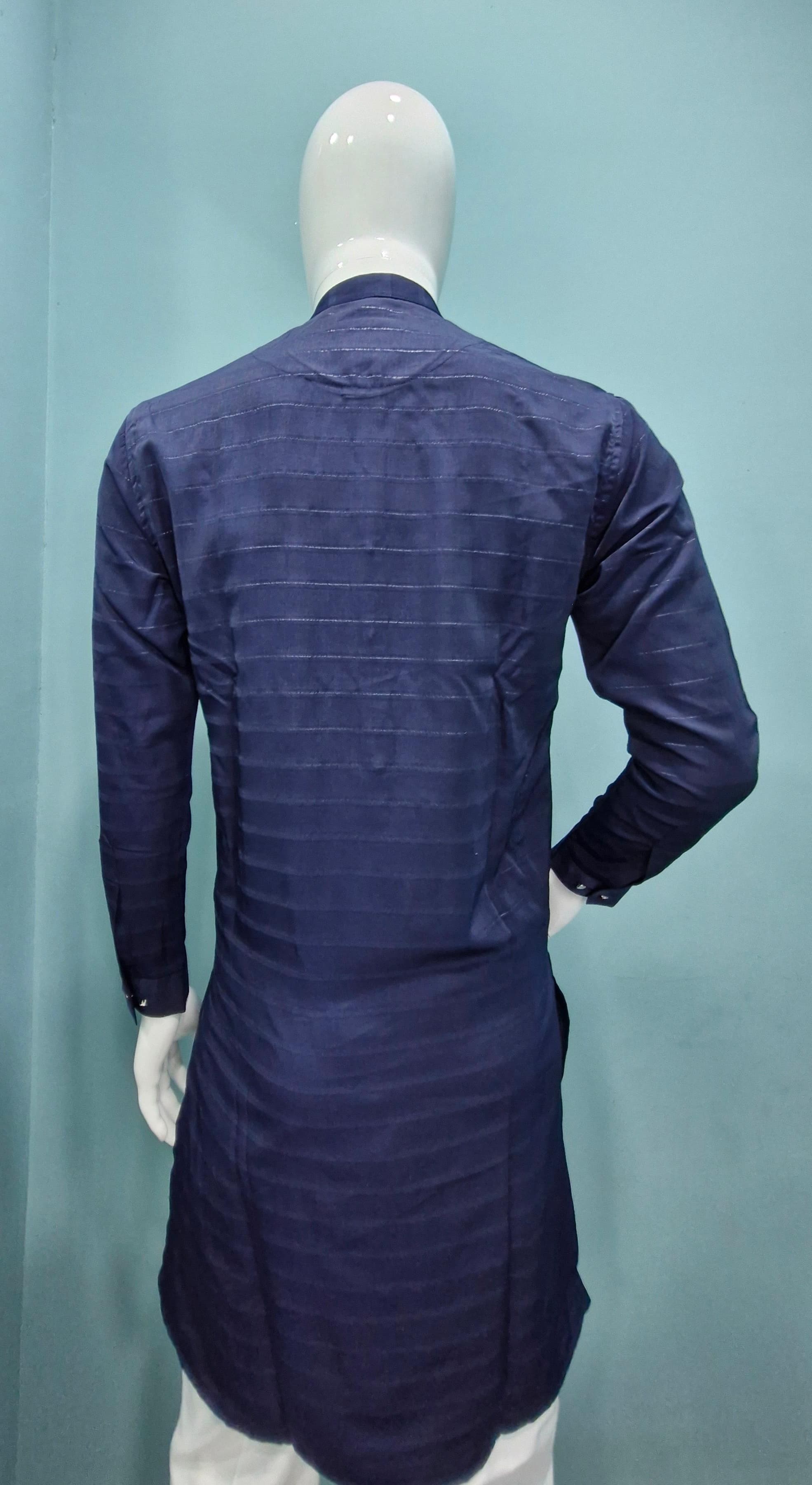 Men's Premium Kurta with Metallic Pinstripes and Jewel Buttons(3210/50)
