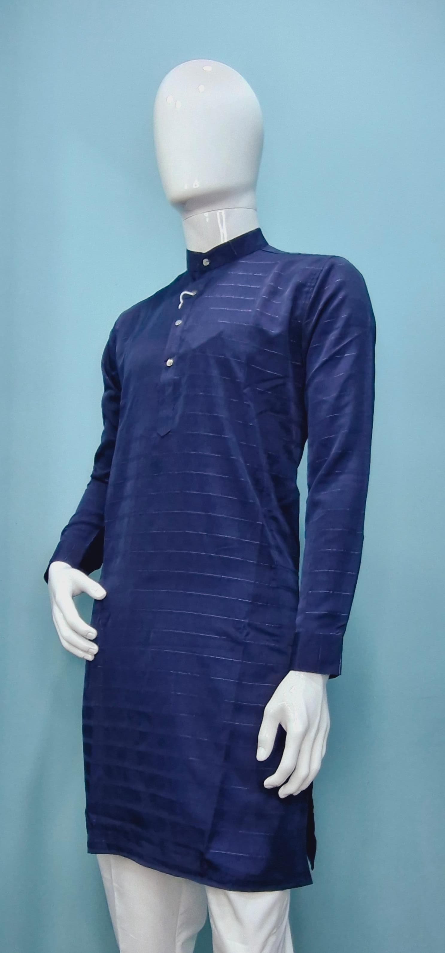 Men's Premium Kurta with Metallic Pinstripes and Jewel Buttons(3210/50)