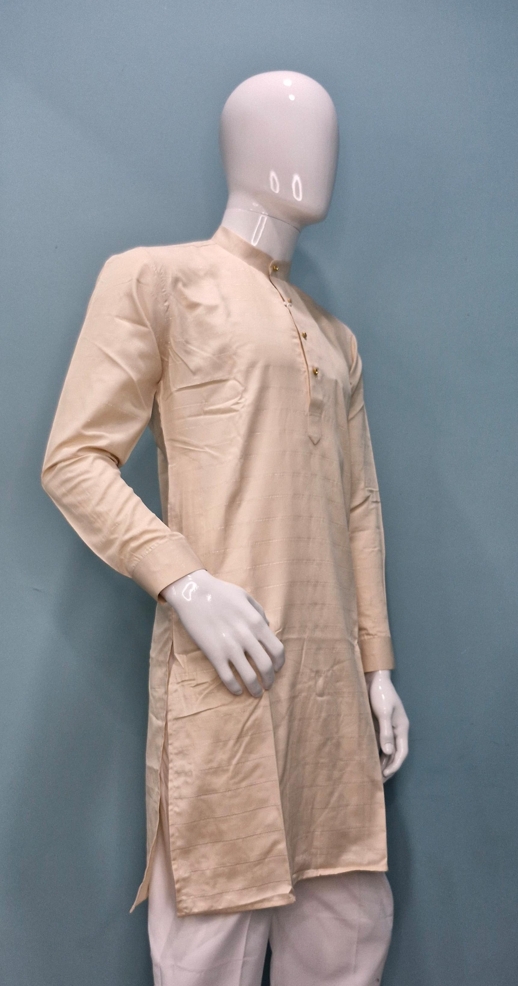 Men's Premium Kurta with Metallic Pinstripes and Jewel Buttons(3210/50)
