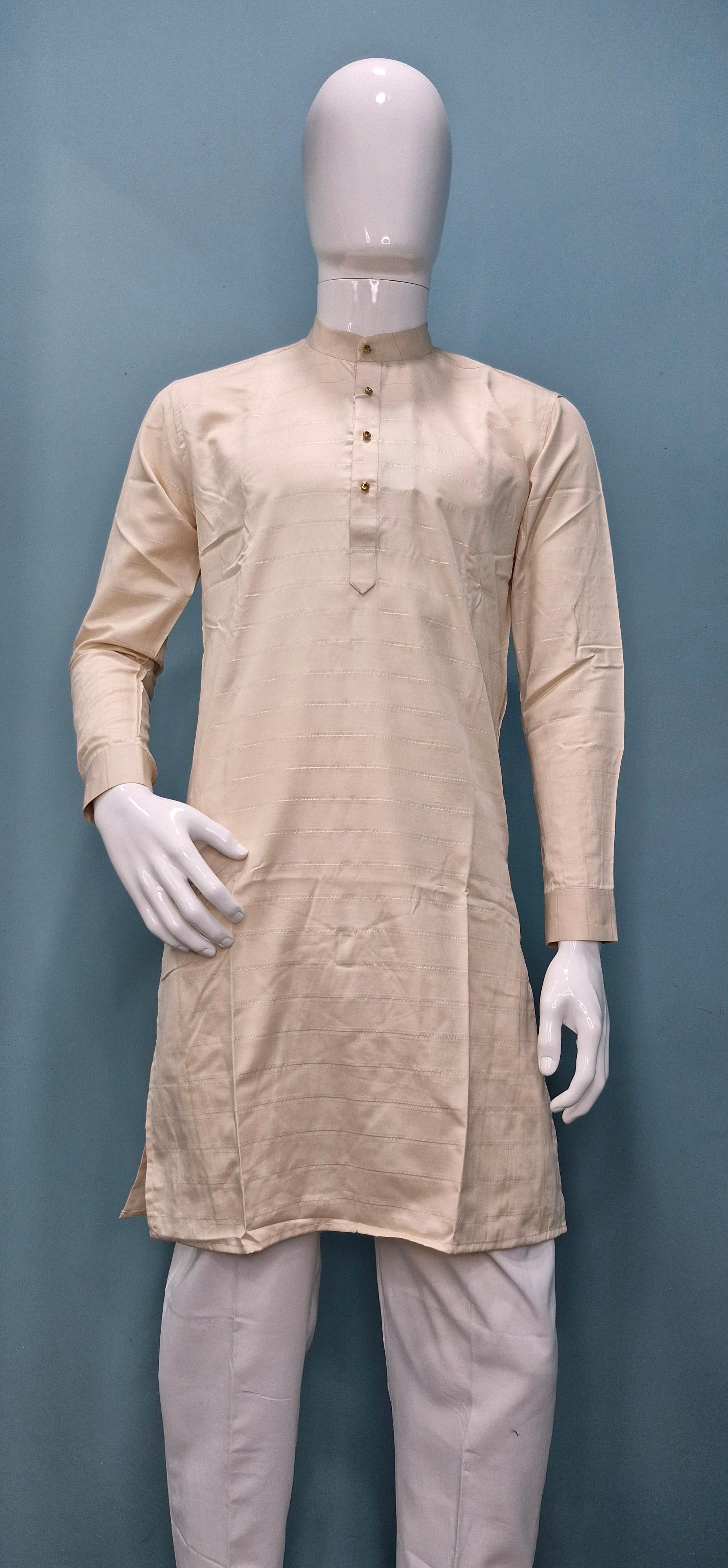 Men's Premium Kurta with Metallic Pinstripes and Jewel Buttons(3210/50)