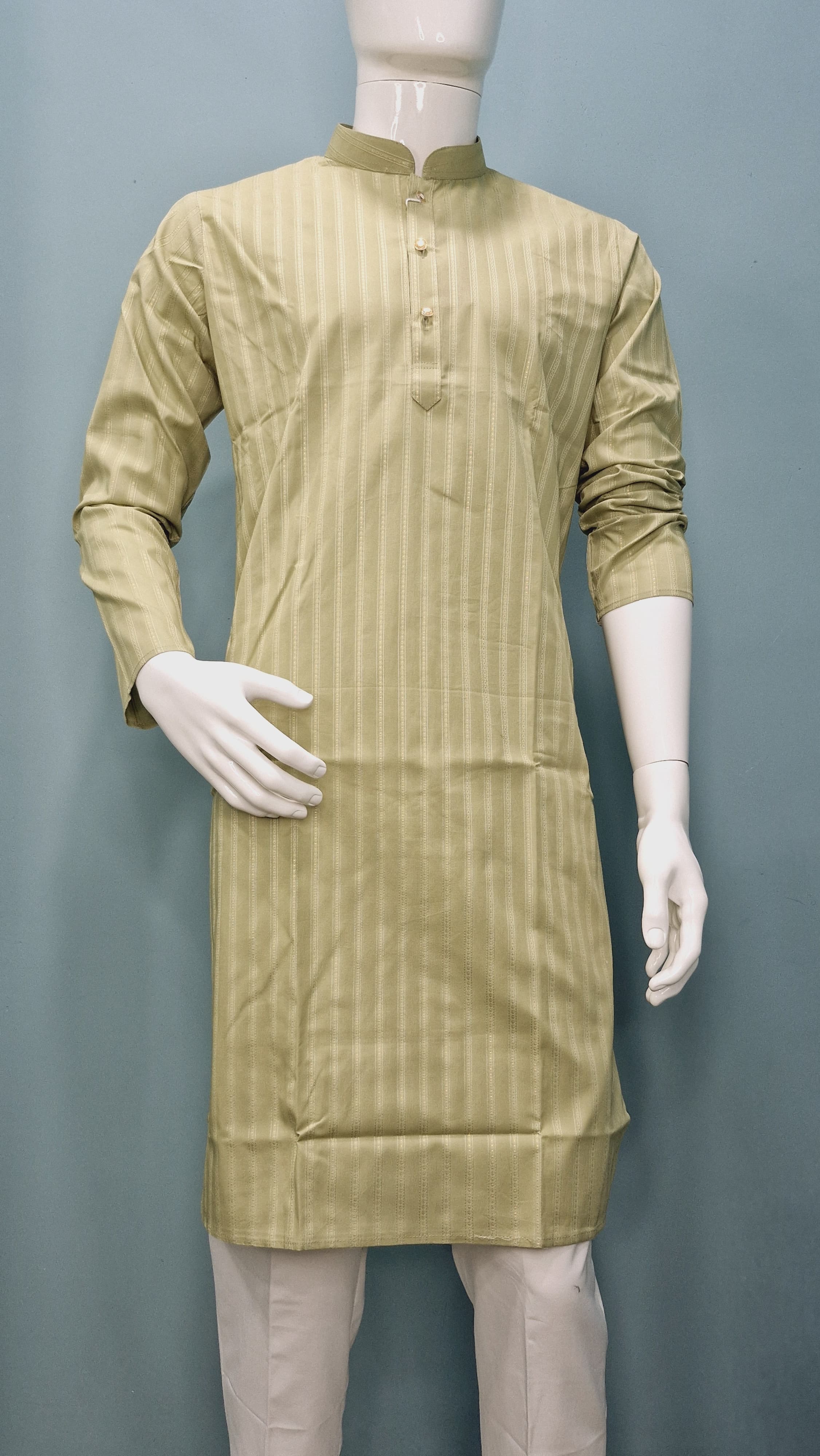 Men's Classic Kurta with Embroidered Pinstripes (1300)