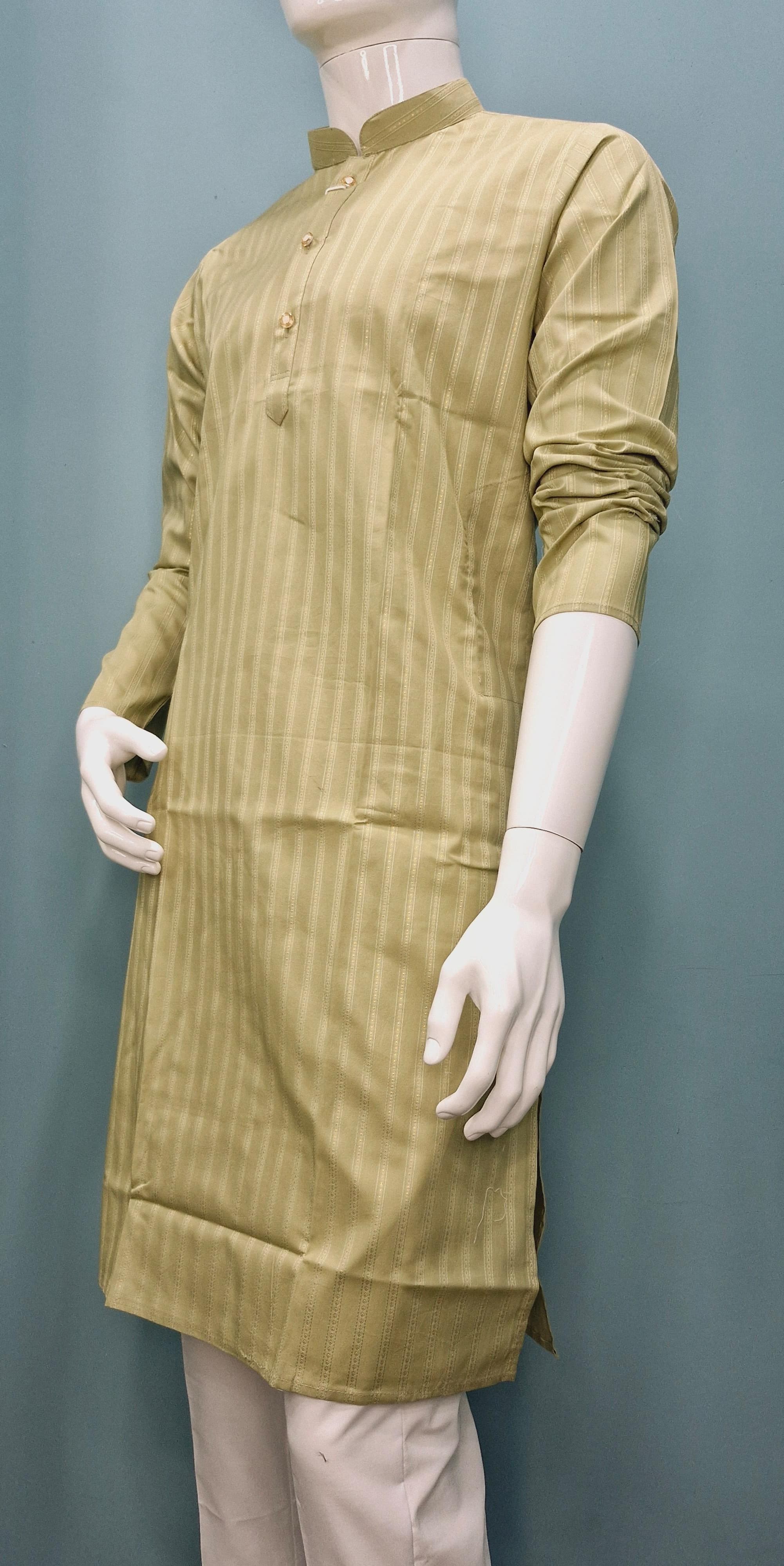 Men's Classic Kurta with Embroidered Pinstripes (1300)