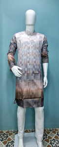 Men’s Jacquard Kurta with Subtle Pastel Check Pattern(2020)