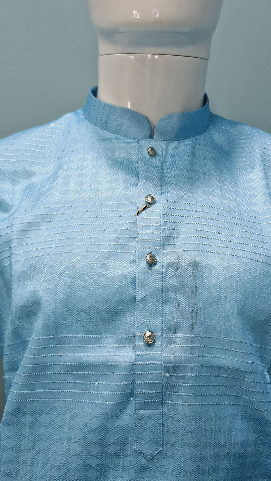 Men’s Sky Blue Madhubani Kurta Set – Krishna &amp; Cow Motif | Handcrafted Ethnic Wear (9685)