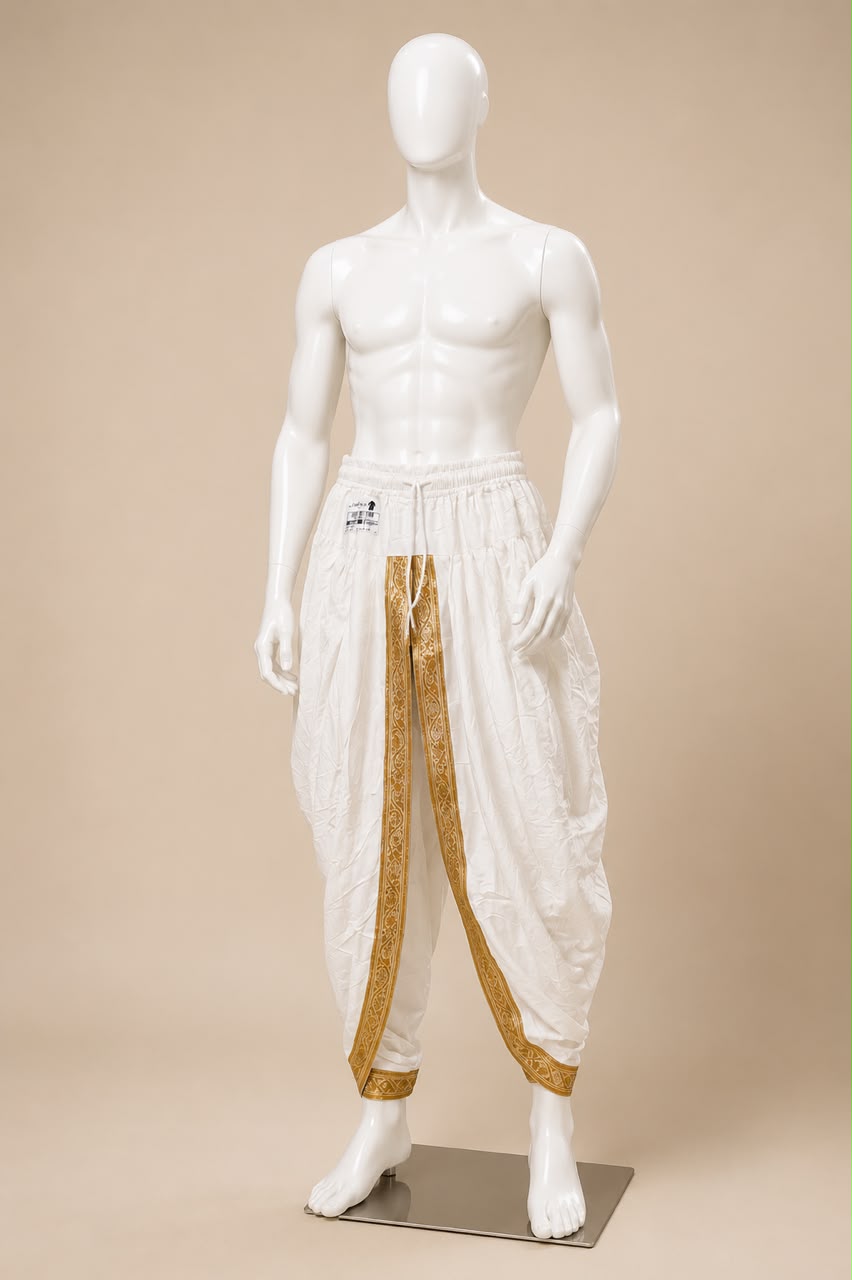 Royal Gold-Bordered Ready-to-Wear Dhoti Pants(7071)