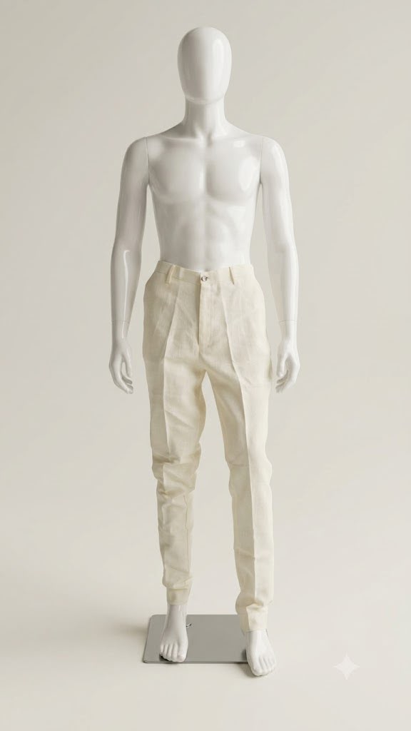 Classic Ivory Tailored Linen Pants(lilen)