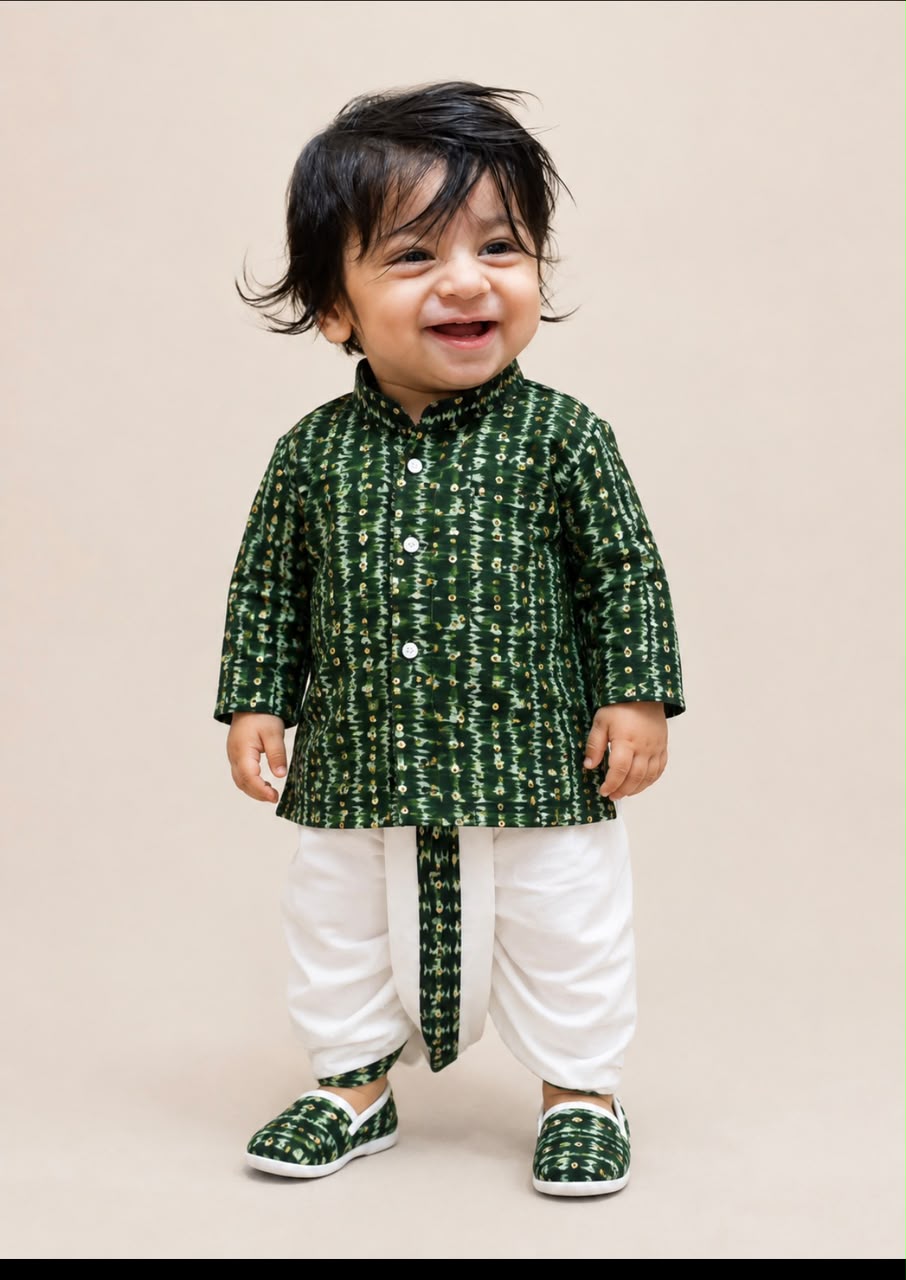 The Emerald Ikat Dhoti Set for Little baby(6204)