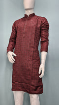 Maroon Textured Silk Blend Kurta Set (6038)