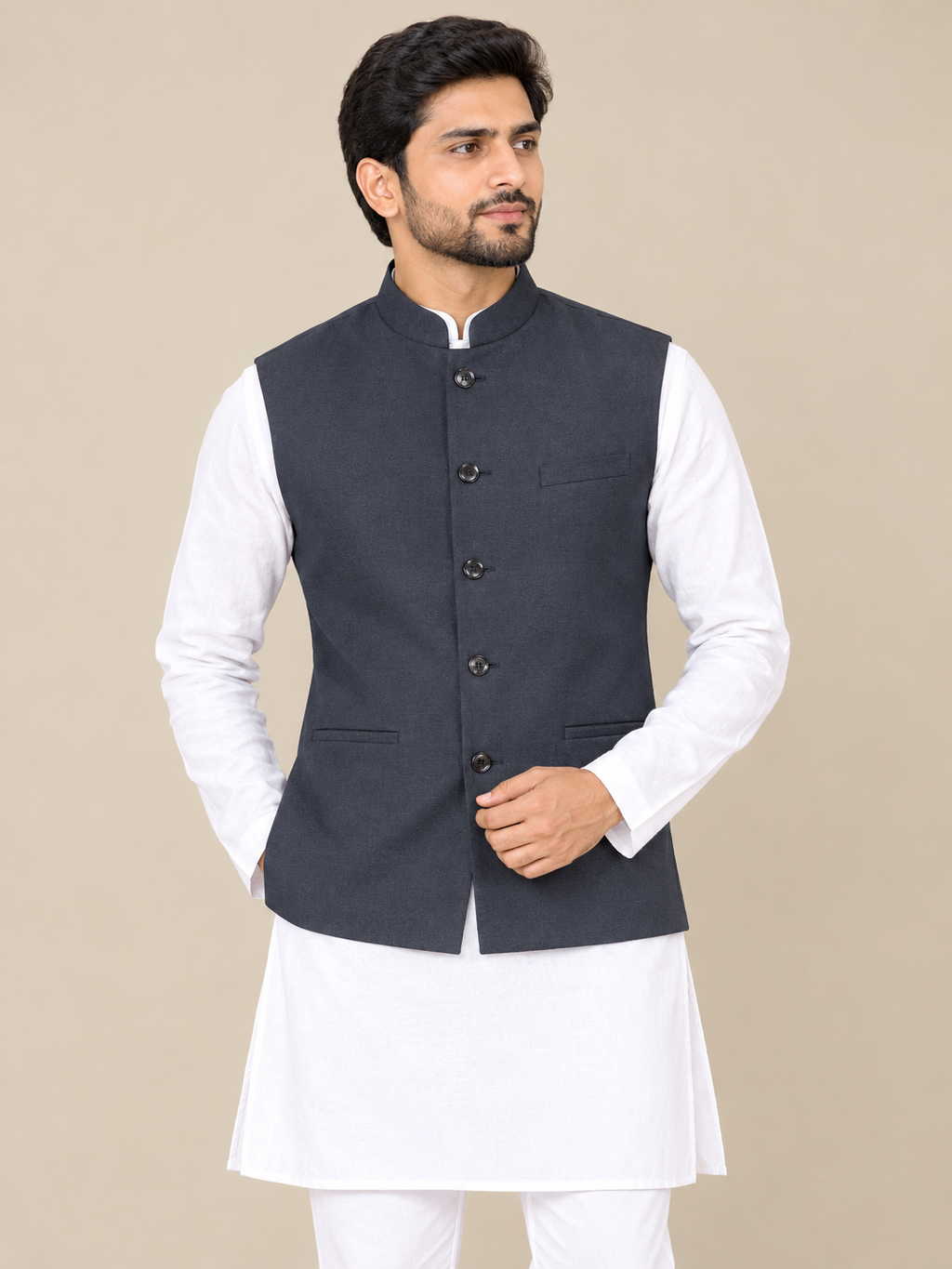 Men’s Charcoal Grey Traditional Koti (377)