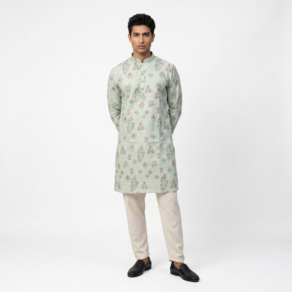 Pista Floral Print Kurta (4578)