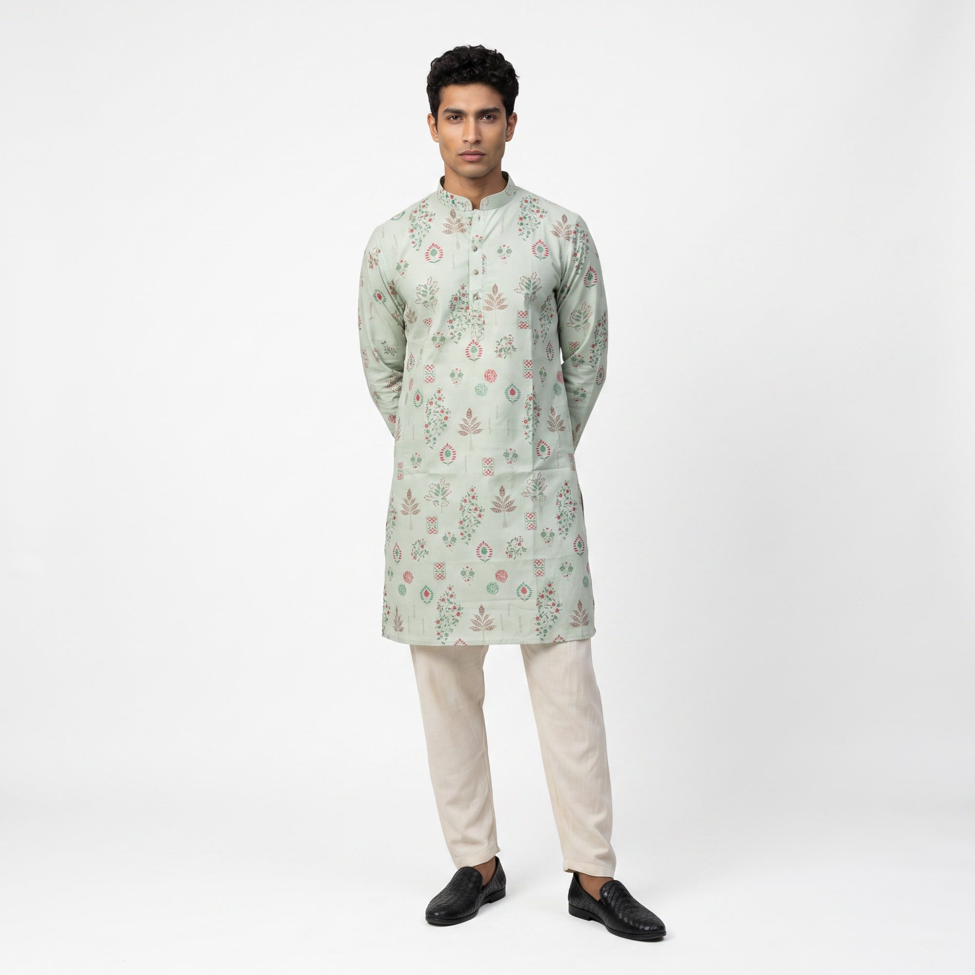 Pista Floral Print Kurta (4578)