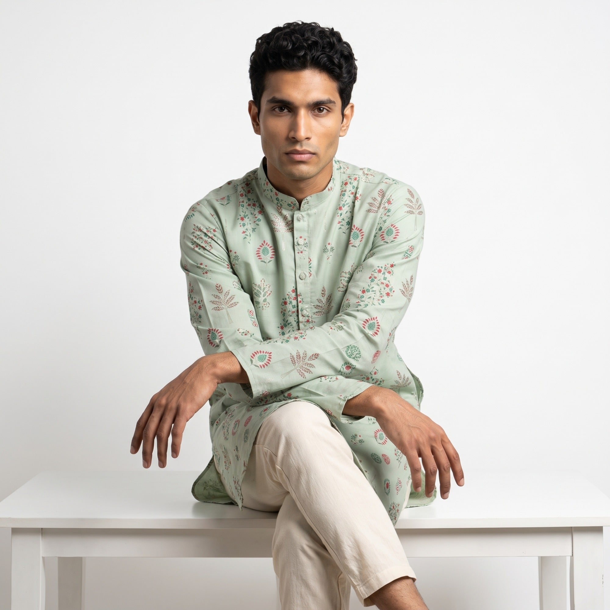 Pista Floral Print Kurta (4578)