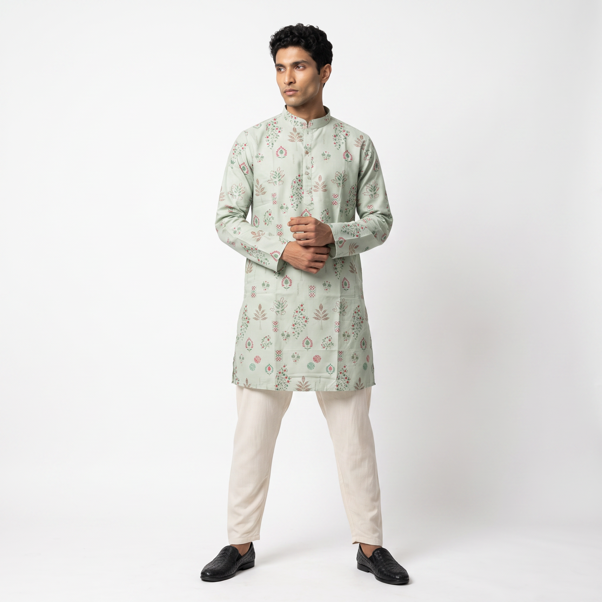 Pista Floral Print Kurta (4578)