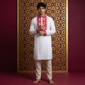 Men's Embroidered White Kurta (4124)