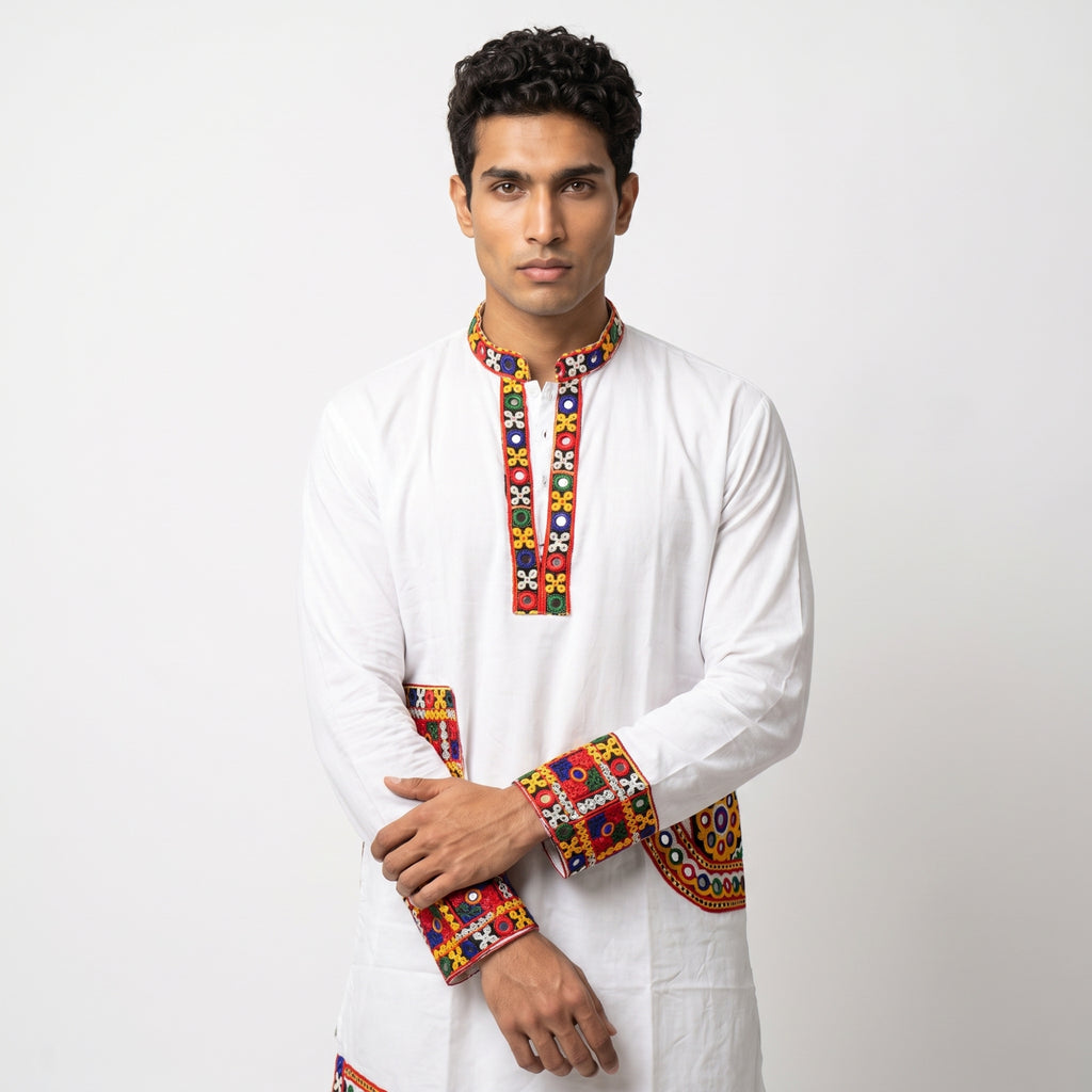 Men’s Festive Kutchi Mirror-Work Kurta (2878)