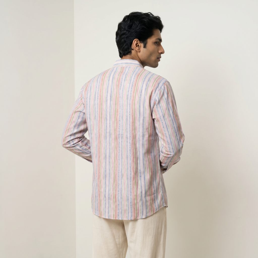 Men's Pastel Striped Short Kurta (334)