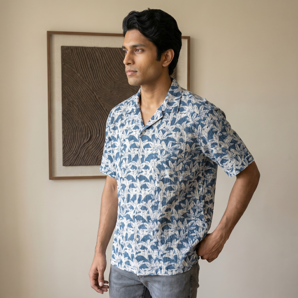 Ocean Bloom Designer Cotton Shirt (1102)