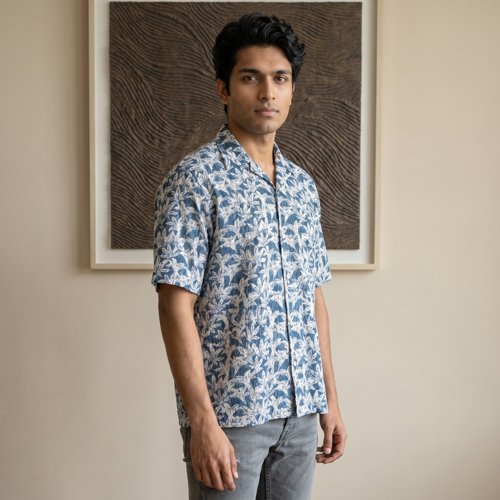 Ocean Bloom Designer Cotton Shirt (1102)