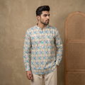 Men's Pastel Diamond Print Short Kurta (300)