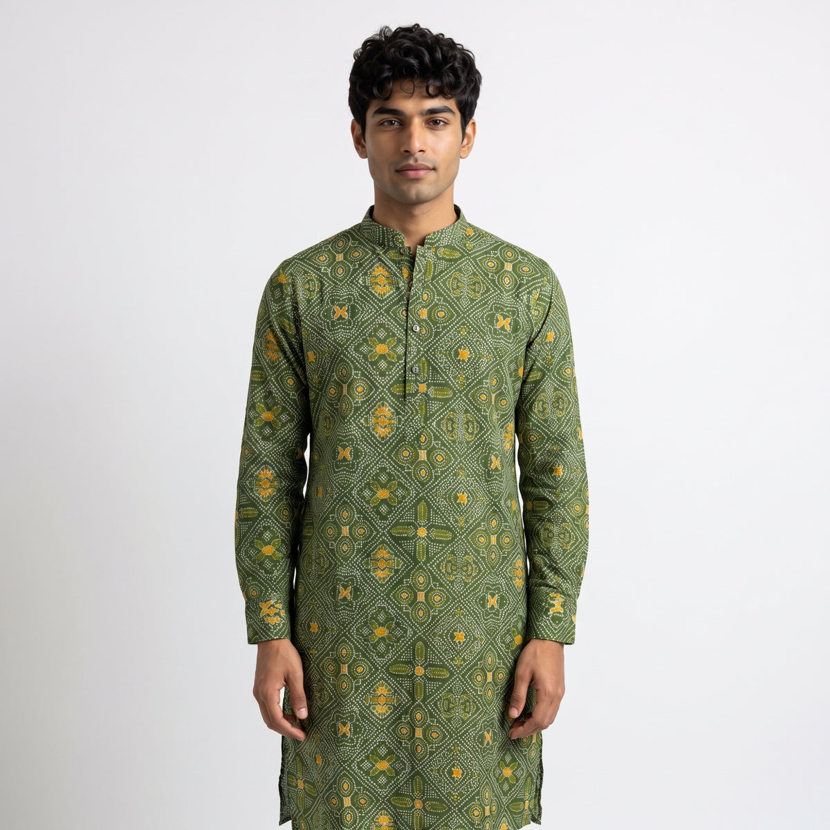 Emerald Bandhej Royal Kurta(2228)